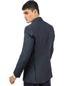 Black Wool Striped Structured Formal Blazer