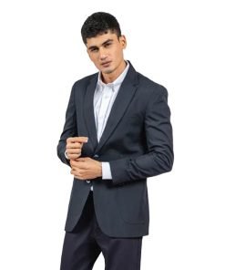 Black Wool Striped Structured Formal Blazer