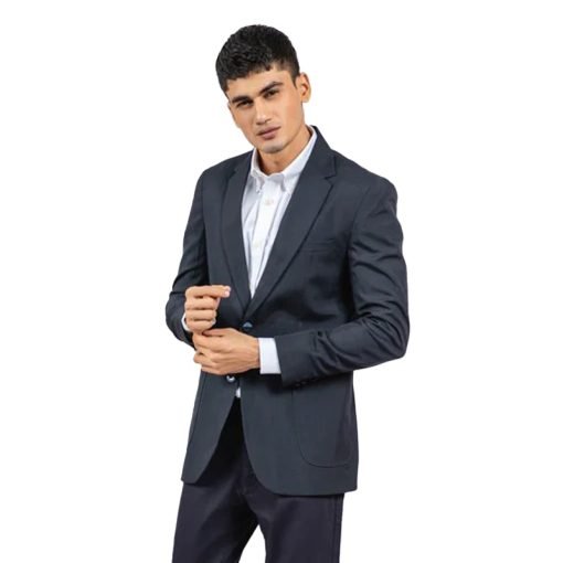 Black Wool Striped Structured Formal Blazer