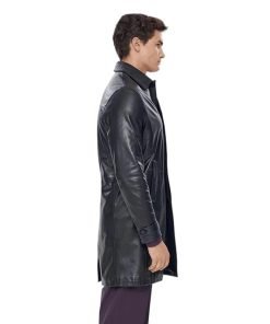 Men’s Real Black Leather Shirt Style Coat