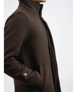 Dark Chocolate Brown Wool Blended Long Coat