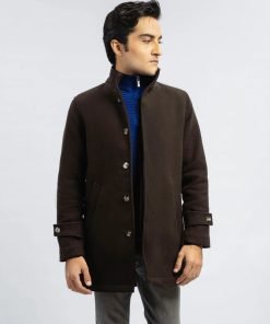 Dark Chocolate Brown Wool Blended Long Coat