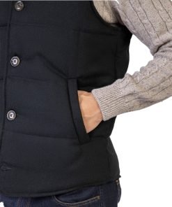 Dark Green Woolen Quilted Vest