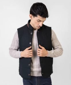 Dark Green Woolen Quilted Vest