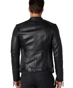 Men’s Real Black Leather Sport Dazzling Jacket