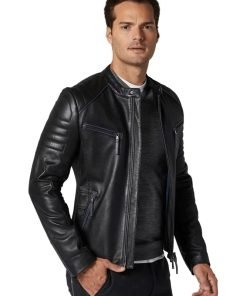 Men’s Real Black Leather Sport Dazzling Jacket