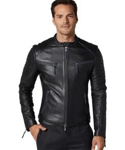 Men’s Real Black Leather Sport Dazzling Jacket