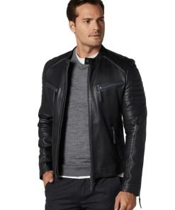 Men’s Real Black Leather Sport Dazzling Jacket