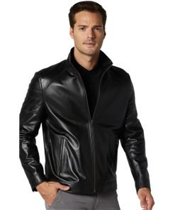 Men’s Real Black Leather Biker Style Jacket