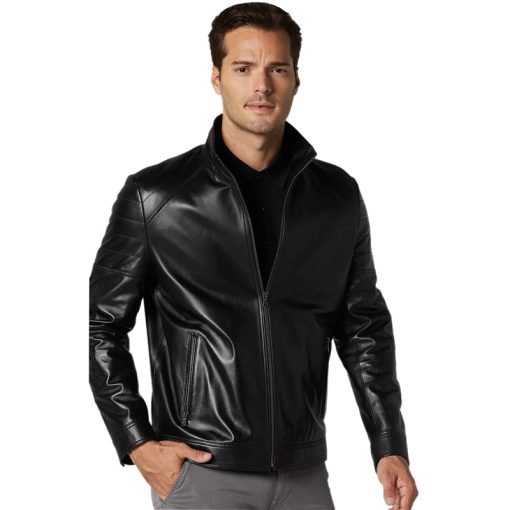 Men’s Real Black Leather Biker Style Jacket