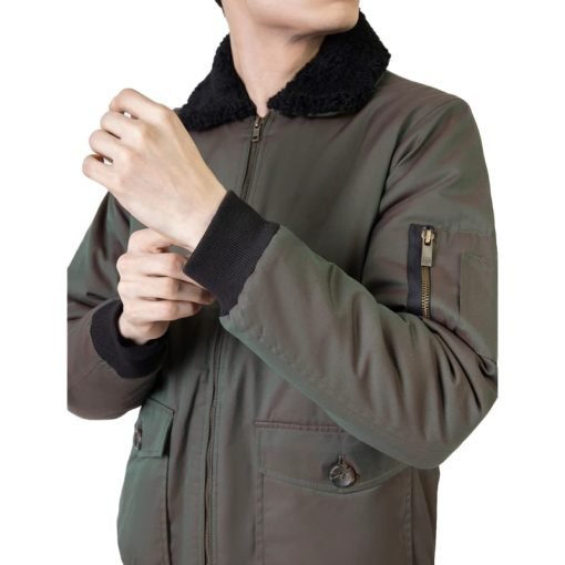 Green Sherpa Collar Aviator Jacket