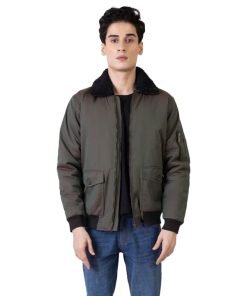 Green Sherpa Collar Aviator Jacket