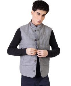 Grey Woolen Quilted Vest