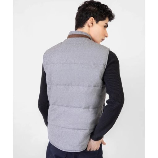 Grey Woolen Quilted Vest