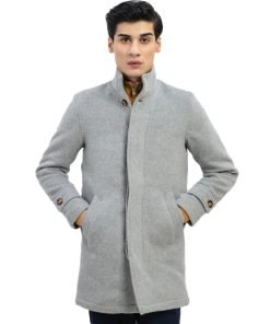 Heather Grey Wool Blended Long Coat