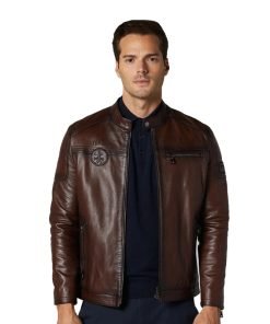 Men’s Real Brown Leather Sport Style Jacket