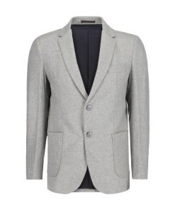 Light Grey Herringbone Wool & Cashmere Blazer