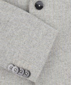 Light Grey Herringbone Wool & Cashmere Blazer