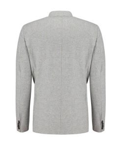 Light Grey Herringbone Wool & Cashmere Blazer