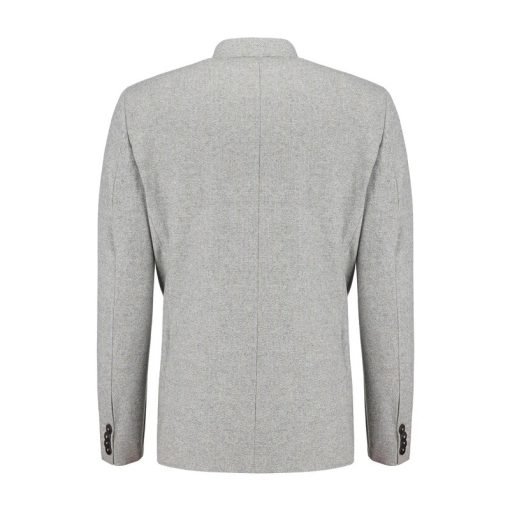 Light Grey Herringbone Wool & Cashmere Blazer