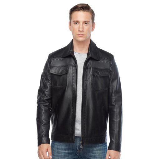 Men’s Real Black Leather Marco Pointed Jacket