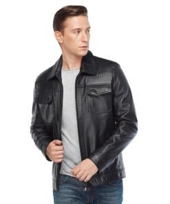 Men’s Real Black Leather Marco Pointed Jacket