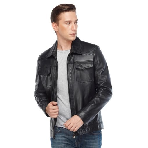 Men’s Real Black Leather Marco Pointed Jacket