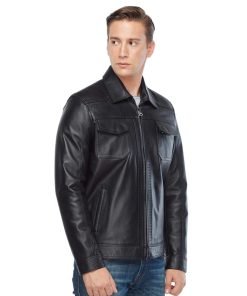 Men’s Real Black Leather Marco Pointed Jacket