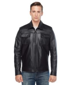 Men’s Real Black Leather Marco Pointed Jacket