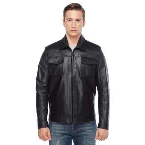 Men’s Real Black Leather Marco Pointed Jacket