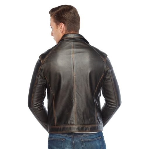 Men’s Real Brown/Light Brown Leather Jacket