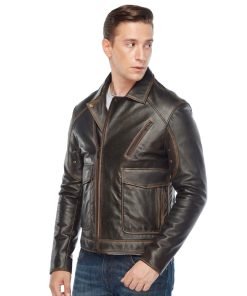 Men’s Real Brown/Light Brown Leather Jacket