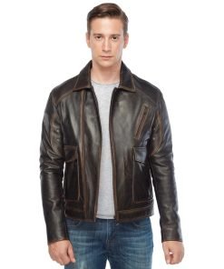 Men’s Real Brown/Light Brown Leather Jacket