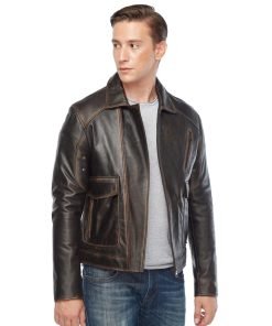 Men’s Real Brown/Light Brown Leather Jacket
