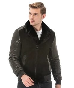 Men’s Real Black Leather Jumbo Suede Jacket