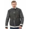 Men’s Real Grey Leather White Fur Jacket