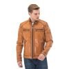 Men’s Real Light Brown Leather Black-out Jacket