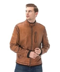Men’s Real Brown Leather Washed Jacket