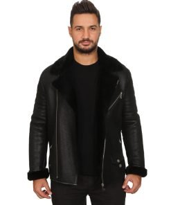 Men’s Real Black Leather Biker Style Jacket