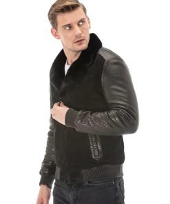 Men’s Real Black Leather Jumbo Suede Jacket