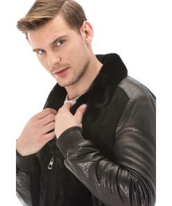 Men’s Real Black Leather Jumbo Suede Jacket