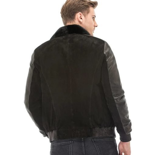 Men’s Real Black Leather Jumbo Suede Jacket