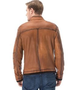 Men’s Real Brown Leather Washed Jacket