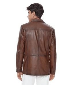 Men’s Real Brown Leather Blazer Coat