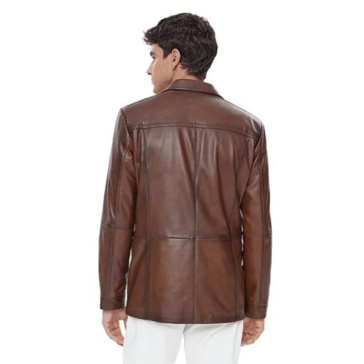 Men’s Real Brown Leather Blazer Coat