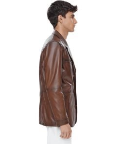 Men’s Real Brown Leather Blazer Coat