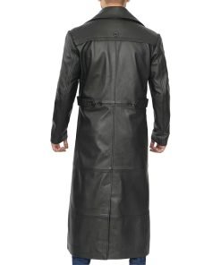 Men's Black Long Leather Duster Coat