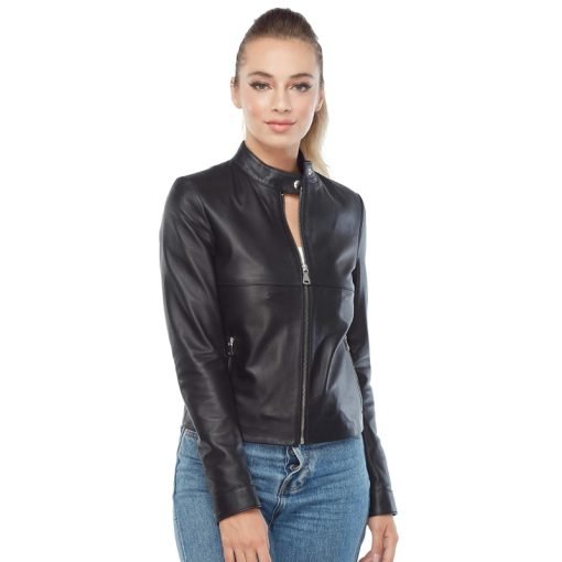 Women’s Real Black Leather Moto Jacket