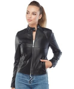 Women’s Real Black Leather Moto Jacket