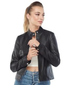 Women’s Real Black Leather Moto Jacket